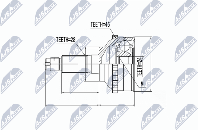 Шрус внутренний (граната) NTY передний для Kia Clarus II 1998-2001. Артикул NPZ-KA-326