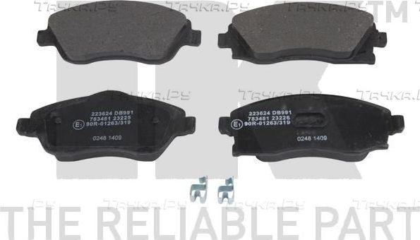 Тормозные колодки NK передние для Opel Meriva A 2003-2010. Артикул 223624