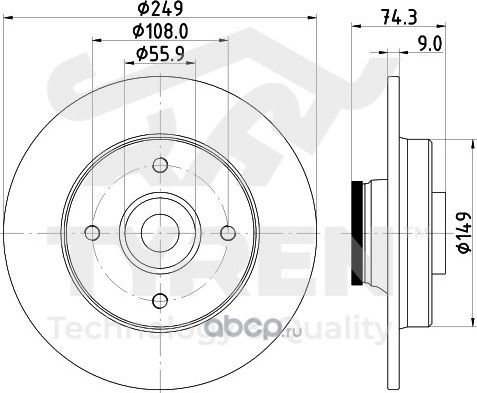 Тормозной диск (Tyren). Артикул TYR1115381