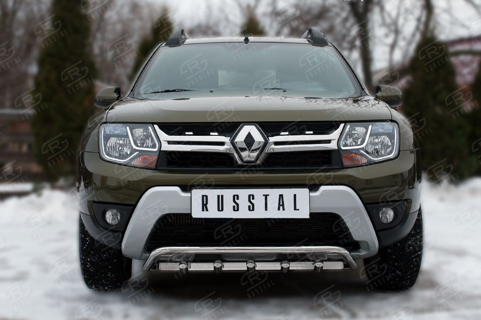Защита RusStal переднего бампера d42 (волна) d42 (зубы) для Renault Duster I рестайлинг 2015-2020. Артикул RDZ-002177