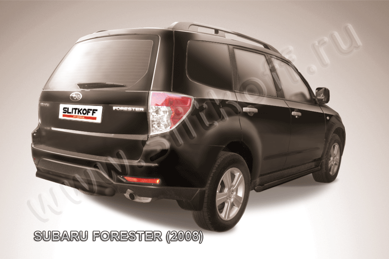 Защита Slitkoff заднего бампера d57 ЧЕРНАЯ матовая для Subaru Forester III 2008-2012. Артикул SF018B
