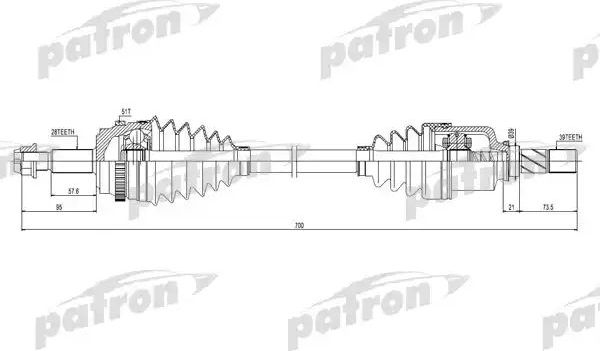 Полуось (привод в сборе, приводной вал) Patron передняя левая для Renault Master II 2006-2010. Артикул PDS0431