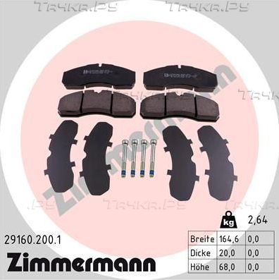 Тормозные колодки Zimmermann передние для Renault Mascott 1999-2010. Артикул 29160.200.1