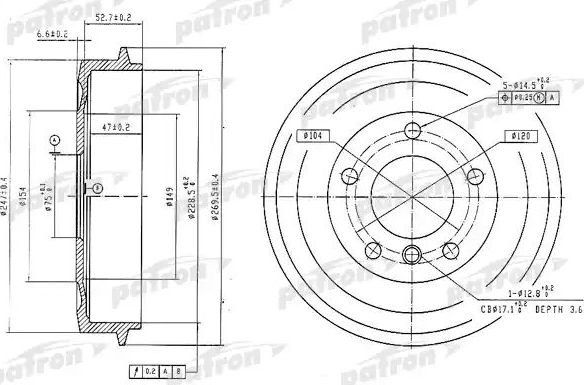 Тормозной барабан Patron задний для BMW 3 III (E36) 1990-2000. Артикул PDR1035
