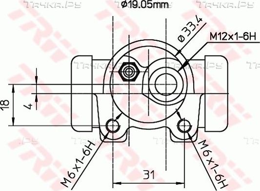 Тормозной цилиндр TRW (Чугун) задний левый для Citroen Saxo 1996-2004. Артикул BWD129