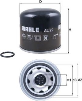 Патрон осушителя воздуха пневмосистемы Mahle. Артикул AL 22