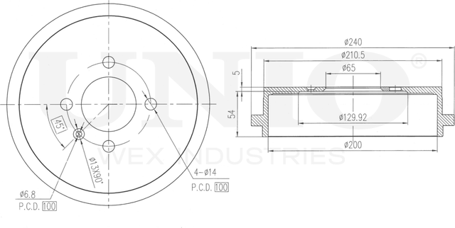 Барабан тормозной (Unio). Артикул BRD-10048