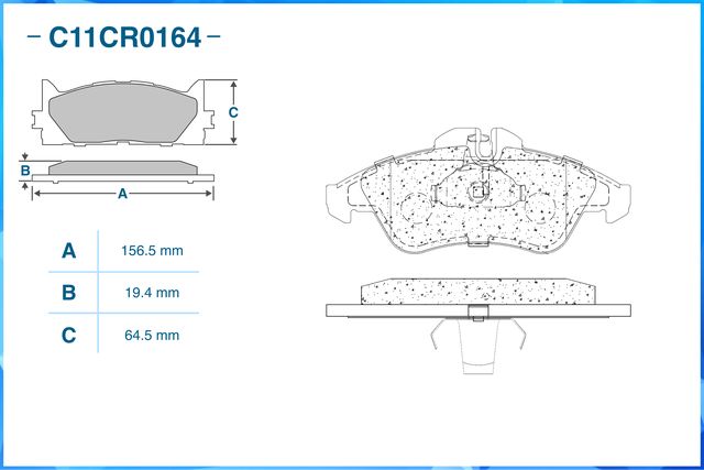 Колодки тормозные передние (Low Metallic) (Cworks). Артикул C11CR0164