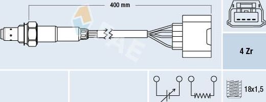 Лямбда-зонд (кислородный датчик) FAE. Артикул 77345
