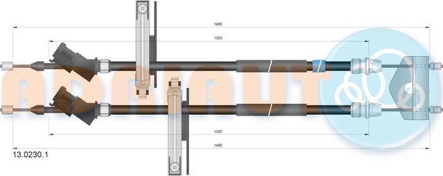 Трос ручника (тросик ручного тормоза) Adriauto задний правый/левый для Ford Focus I 2001-2005. Артикул 13.0230.1