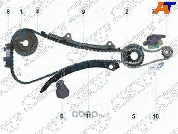 Комплект для замены цепи ГРМ NISSAN QR20DEQR25DE 05- (SAT). Артикул TK-NS212-G