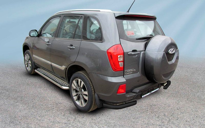 Защита Slitkoff задняя уголки d57 для Chery Tiggo 3 2017-2020 Черная. Артикул CT3-007В