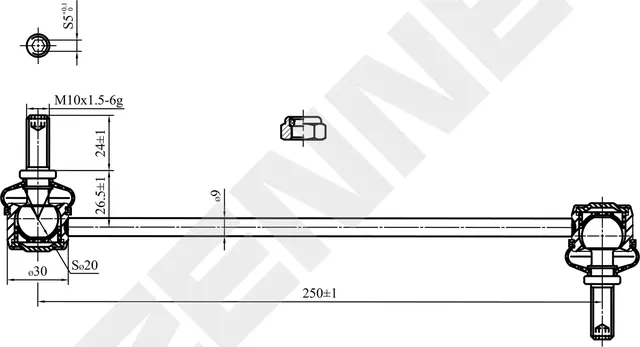 Тяга стабилизатора передняя FORD MONDEO 00-06, JAGUAR X-TYPE 01-09 (Zennek). Артикул DST0082