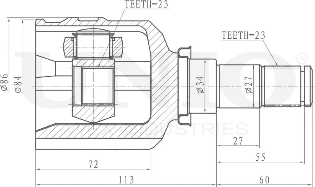 ШРУС внутренний (Unio). Артикул CVJ-30080