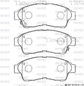 Тормозные колодки Advics передние для Nissan Teana J31 2003-2008. Артикул A1N048