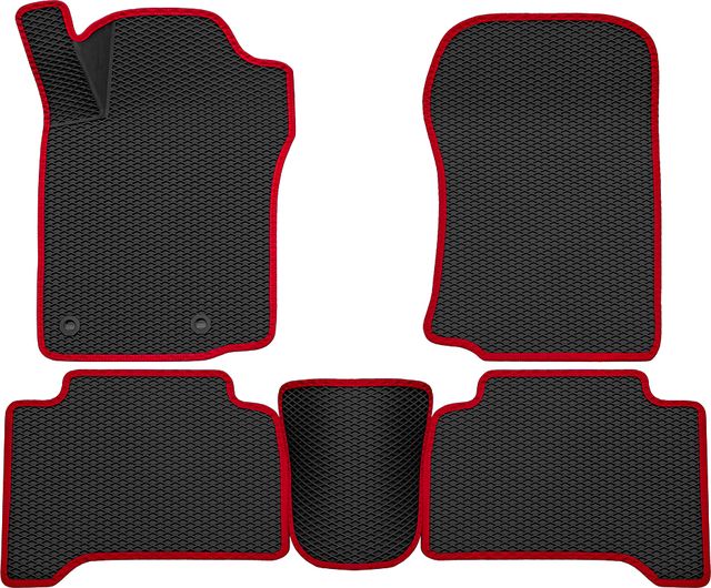 Коврики Rezkon 3D EVA Ромб резиновые для салона Toyota Land Cruiser Prado 150 2009-2013 Красный кант. Артикул 9234030204
