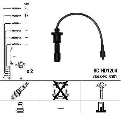 Высоковольтные провода (провода зажигания) (комплект) NGK. Артикул 6301
