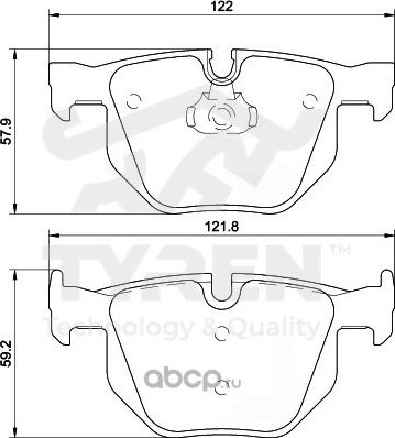 Колодки тормозные дисковые | зад | (Tyren). Артикул TYR1210681