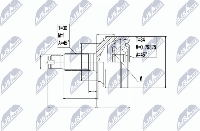 Шрус внутренний (граната) NTY передний для Honda CR-V III 2007-2012. Артикул NPZ-HD-061