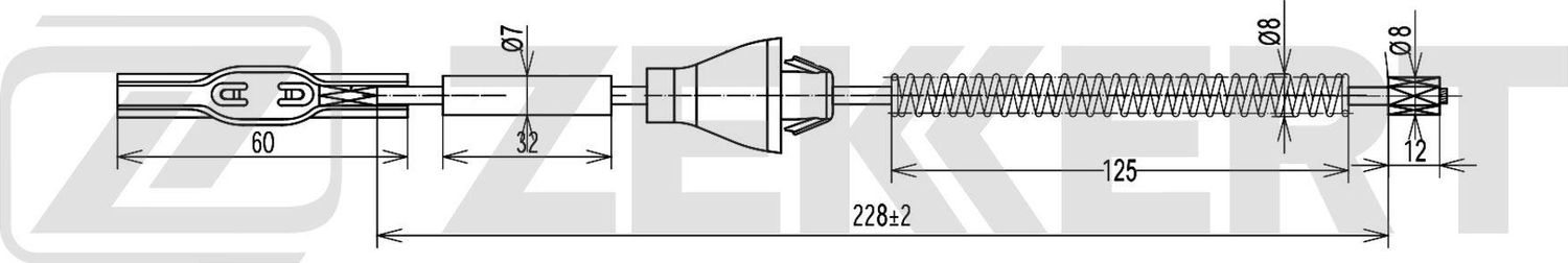 Трос ручника (тросик ручного тормоза) Zekkert. Артикул BZ-1052