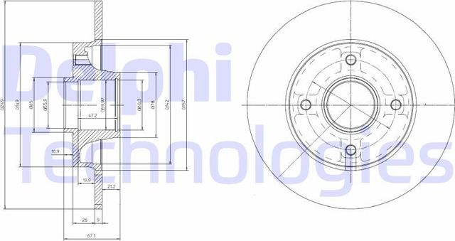 Тормозной диск Delphi задний для Citroen C3 III 2016-2026. Артикул BG9022RSC