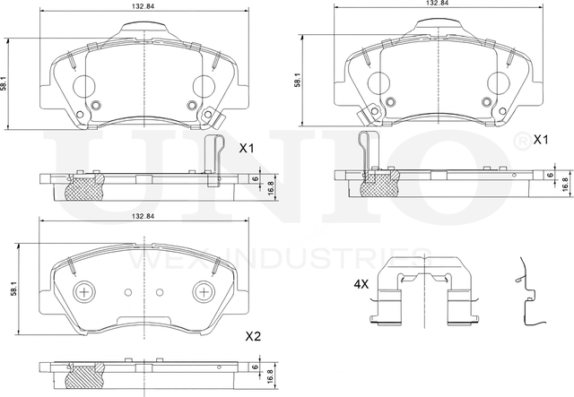 Колодки тормозные дисковые, комплект (Unio). Артикул BRP-20098
