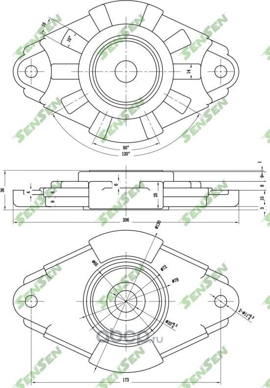 M61218 Опора амортизатора заднего Nissan Almera all 00 (Sensen). Артикул M61218