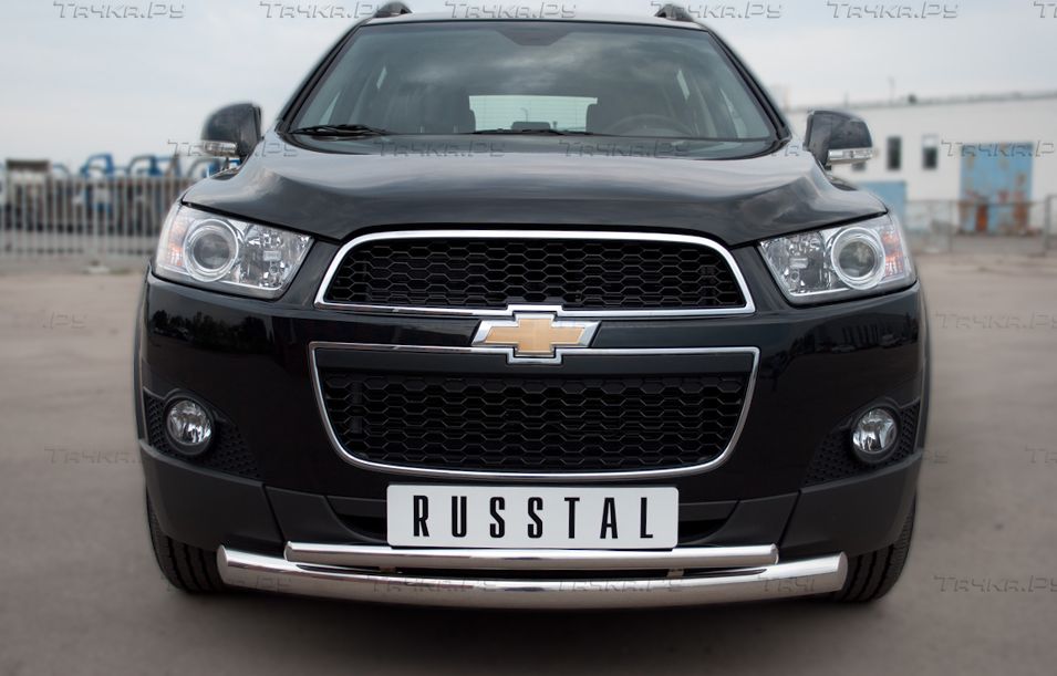 Защита RusStal переднего бампера d76/42 (дуга) для Chevrolet Captiva 2012-2013. Артикул CHCZ-000824