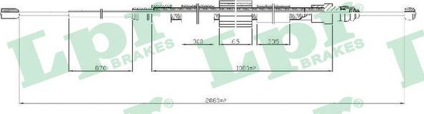Трос ручника (тросик ручного тормоза) LPR. Артикул C0716B