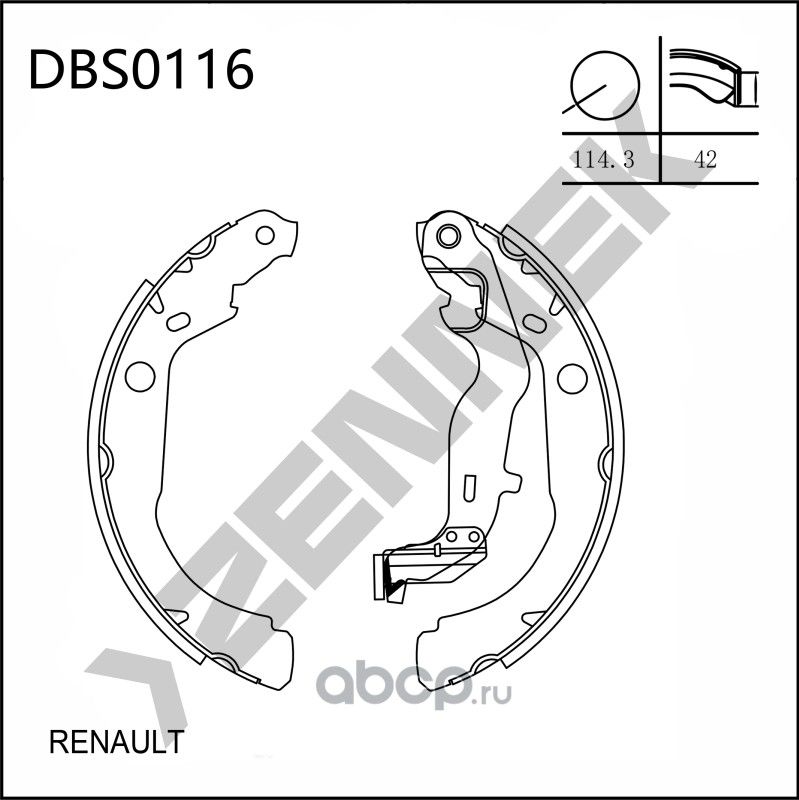 Колодки тормозные барабанные RENAULT DUSTER 10 (Zennek). Артикул DBS0116