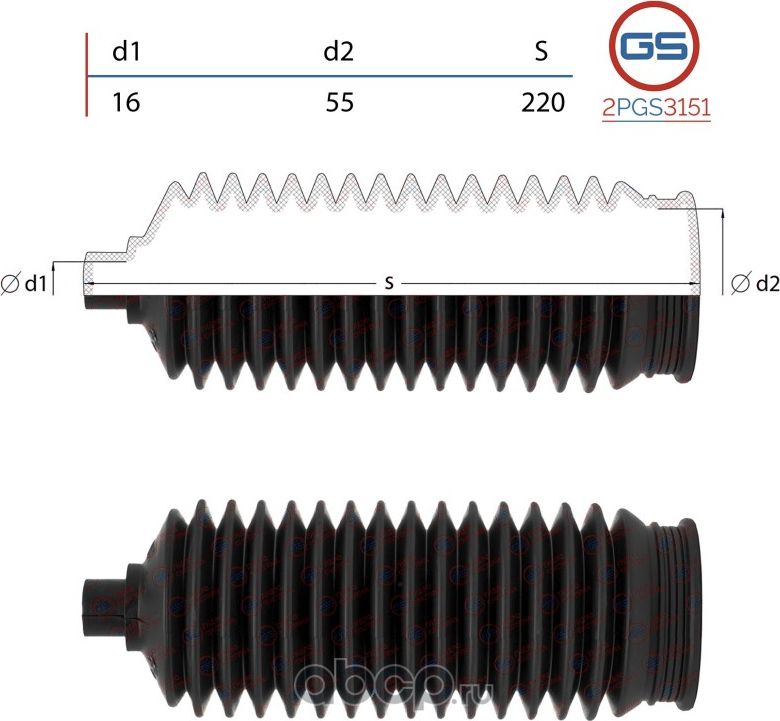 Пыльник рулевой рейки Hyundai H100 (HE, HR) 2004 (GS). Артикул 2PGS3151