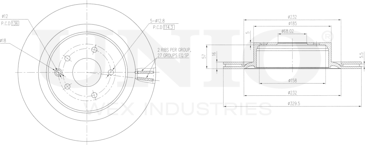 Диск тормозной (Unio). Артикул BRD-20454