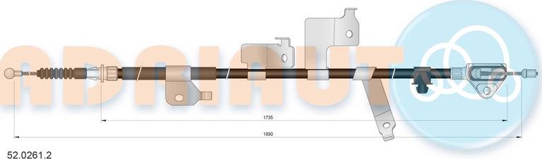 Трос ручника (тросик ручного тормоза) Adriauto. Артикул 52.0261.2