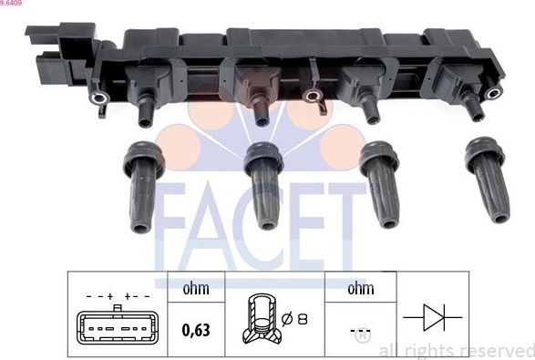 Катушка зажигания Facet Made in Italy - OE Equivalent для Citroen C8 I 2002-2014. Артикул 9.6409