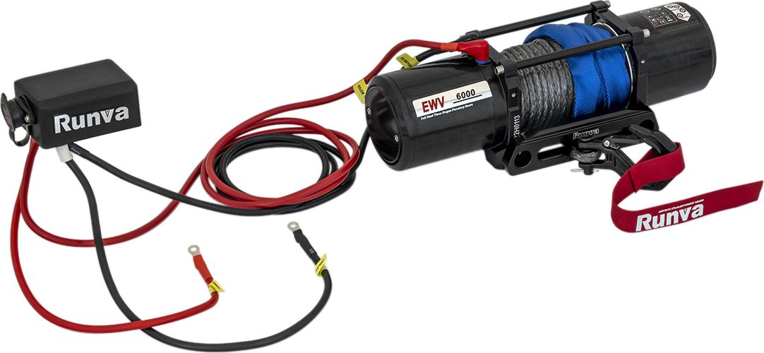 Лебёдка электрическая 12V Runva 6000 lbs 2722 кг (синтетический трос). Артикул EWV6000SSR