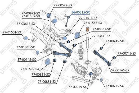 Стойка (тяга) стабилизатора Stellox. Артикул 56-00515-SX