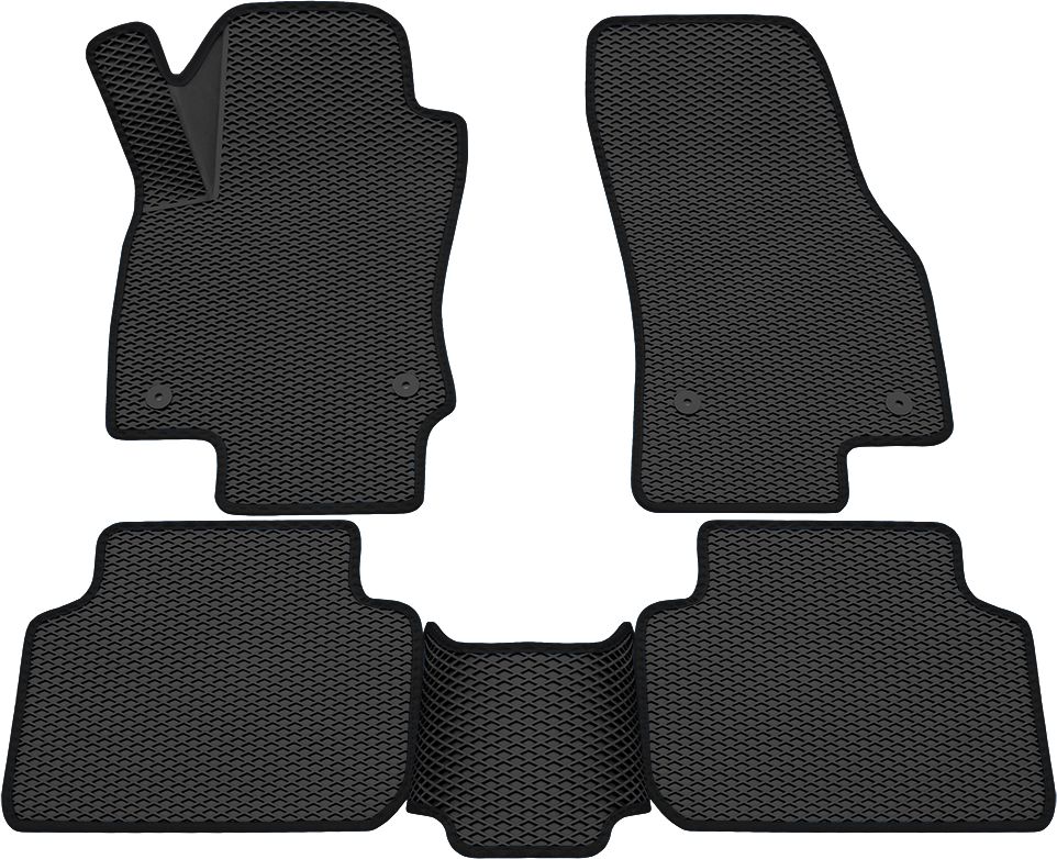 Коврики Rezkon 3D EVA Ромб резиновые для салона Volkswagen Tiguan II 2016-2026 Синий кант. Артикул 9235025203