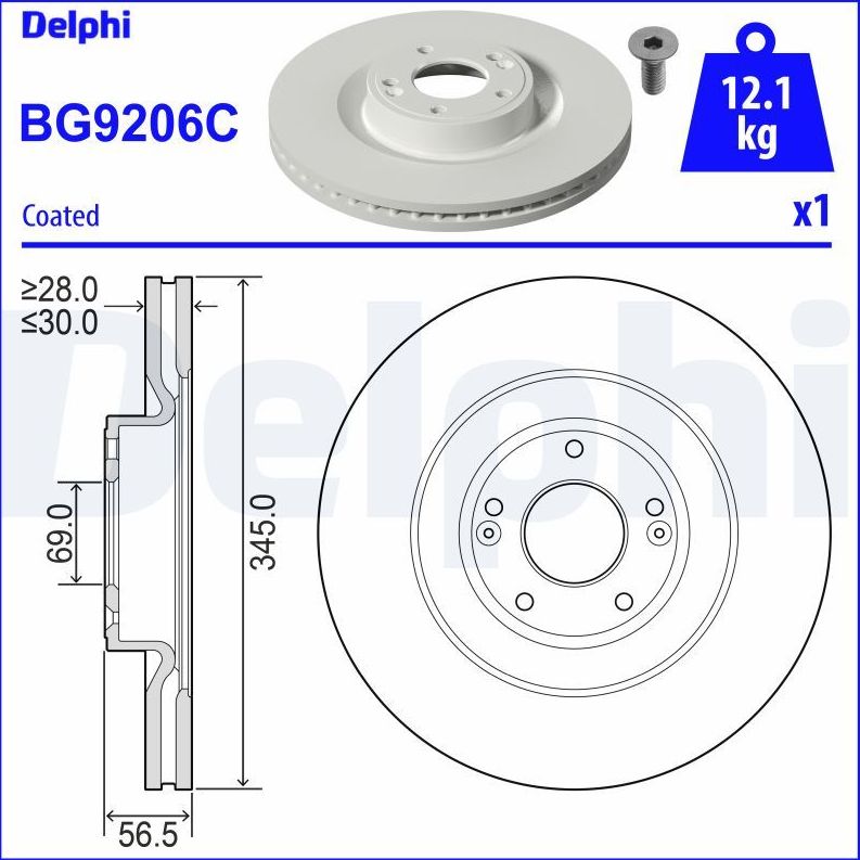 Тормозной диск Delphi. Артикул BG9206C
