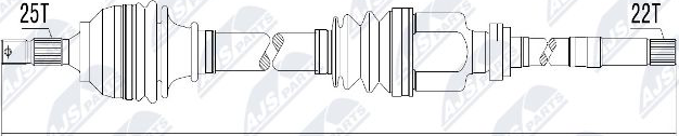 Полуось (привод в сборе, приводной вал) NTY. Артикул NPW-CT-011