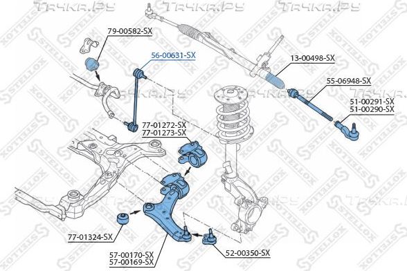 Стойка (тяга) стабилизатора Stellox передняя правая/левая для Ford Galaxy II 2006-2015. Артикул 56-00631-SX