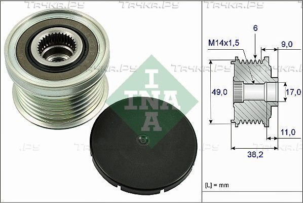 Муфта генератора обгонная Ina для BMW X4 I (F26) 2014-2018. Артикул 535 0268 10