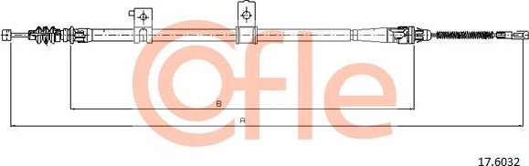 Трос ручника (тросик ручного тормоза) Cofle задний правый/левый для Kia Sportage I 1994-2003. Артикул 92.17.6032