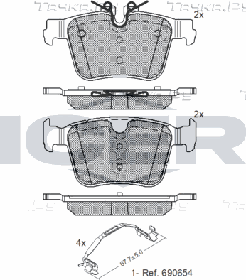 Тормозные колодки Icer задние для Volvo V60 II 2018-2026. Артикул 182232-203