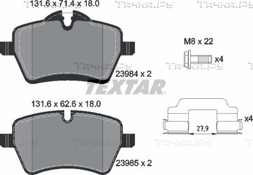 Тормозные колодки Textar Q+ передние для MINI Clubman I (R55) 2010-2014. Артикул 2398401