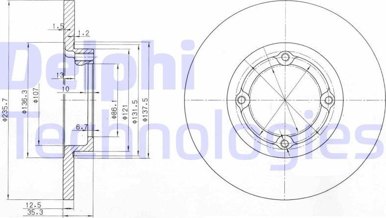 Тормозной диск Delphi. Артикул BG3551