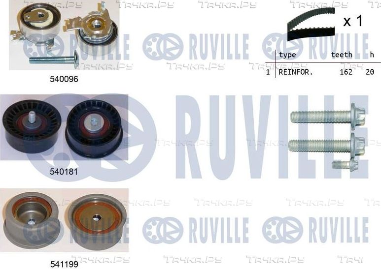 Ремень ГРМ с роликами (комплект) Ruville для Chevrolet Nubira 2005-2011. Артикул 550041