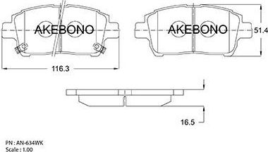 Тормозные колодки Akebono Standard. Артикул AN-634WK