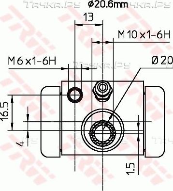 Тормозной цилиндр TRW (алюминий) задний для Peugeot 1007 2005-2009. Артикул BWF317