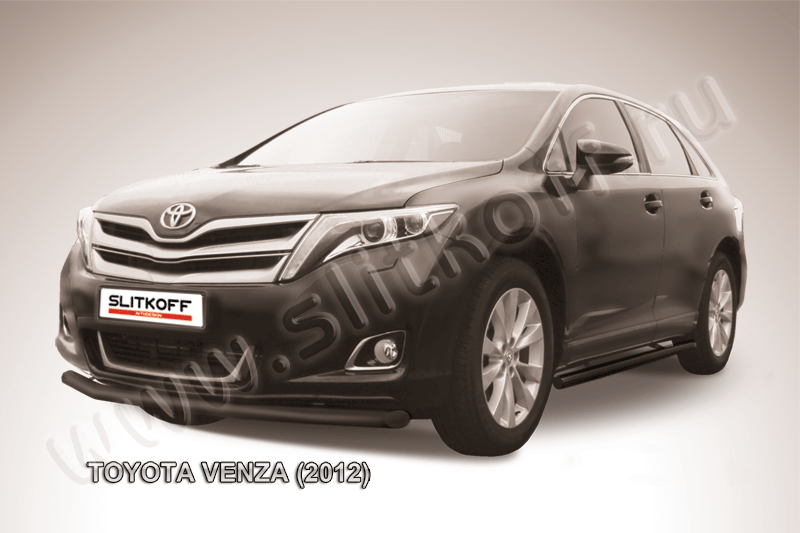 Защита Slitkoff переднего бампера d57 ЧЕРНАЯ матовая для Toyota Venza 2012-2026. Артикул TVEN004B