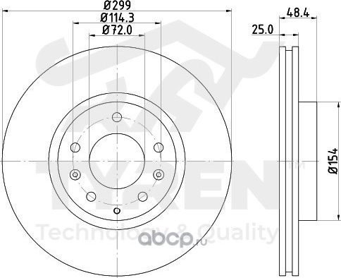 Диск тормозной | перед | (Tyren). Артикул TYR1014491